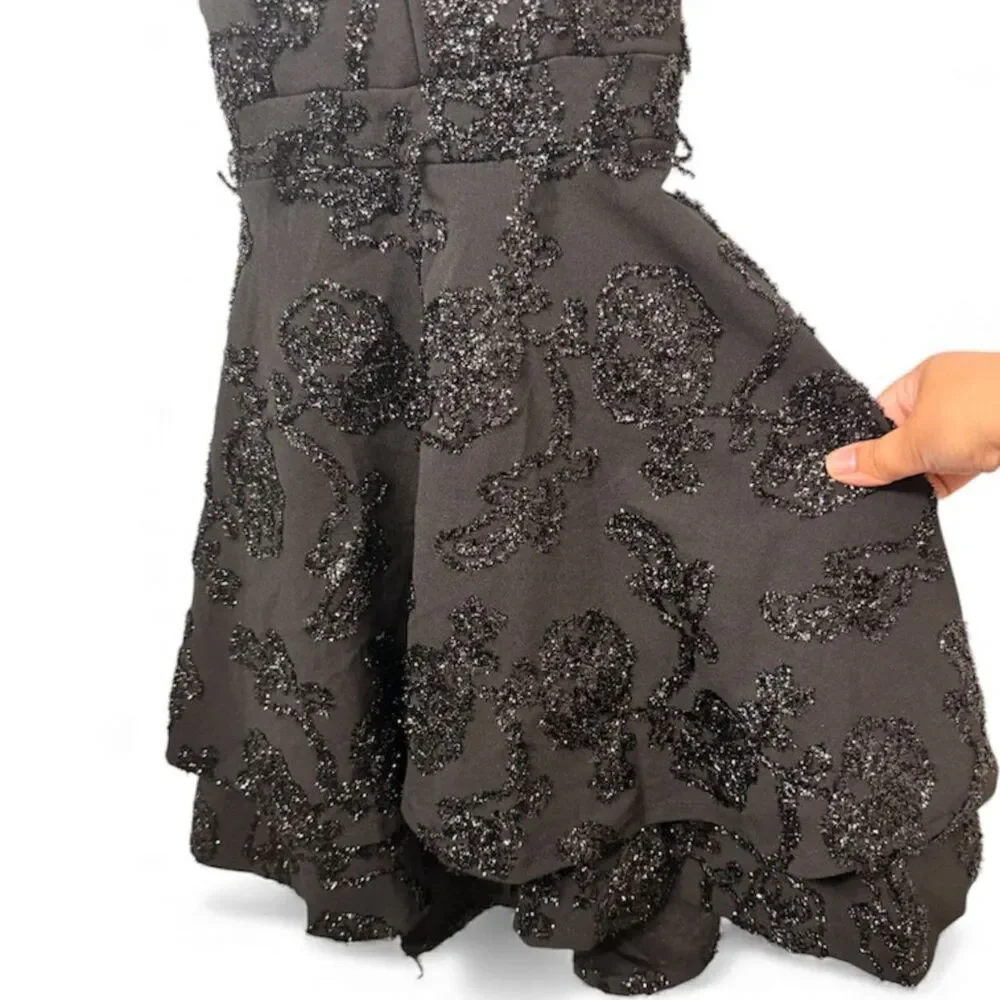 Emerald Sundae, Black Glitter Mini Dress, Juniors Size XS, (NWOT) (Flawed) - Picture 7 of 7